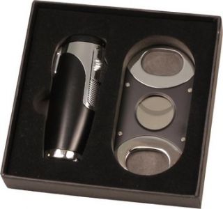 Set SKY Black (3 flame jet lighter & cutter) 