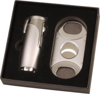 Set SKY Chrome (3 flame jet lighter & cutter)